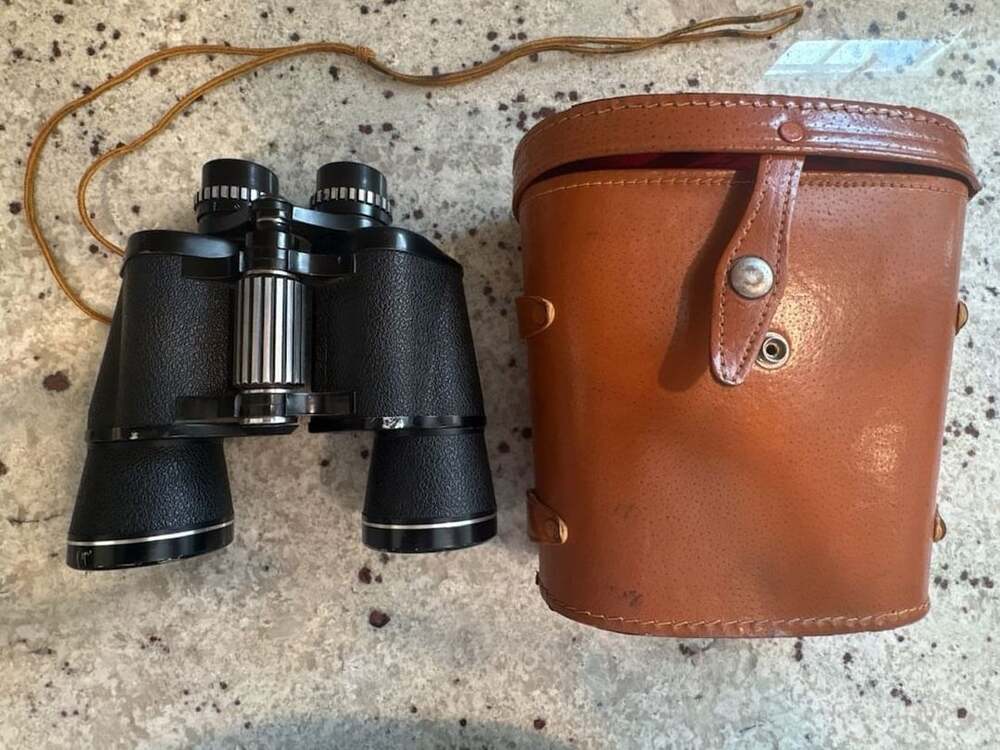 Vintage Halina 7x50 Coated Optics Binoculars with Leather Case REPLACE LENSES